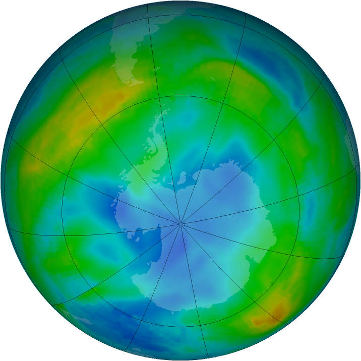 Antarctic ozone map for 06 June 1987